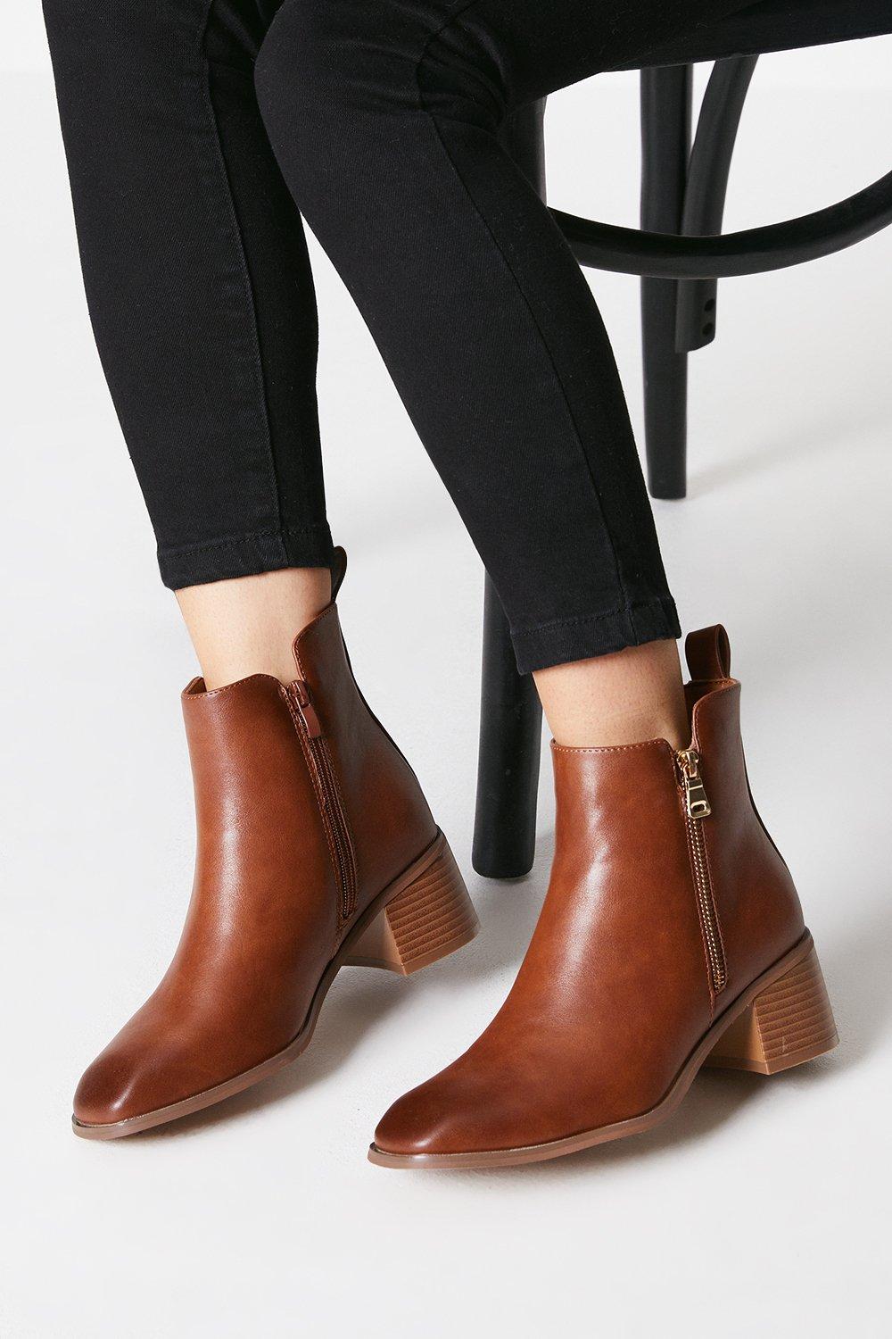 Women’s Anna Zip Up Ankle Boots - tan - 5