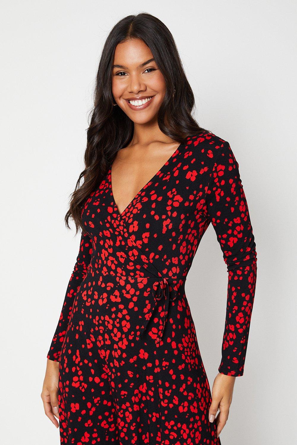 Red wrap polka dot 2024 dress