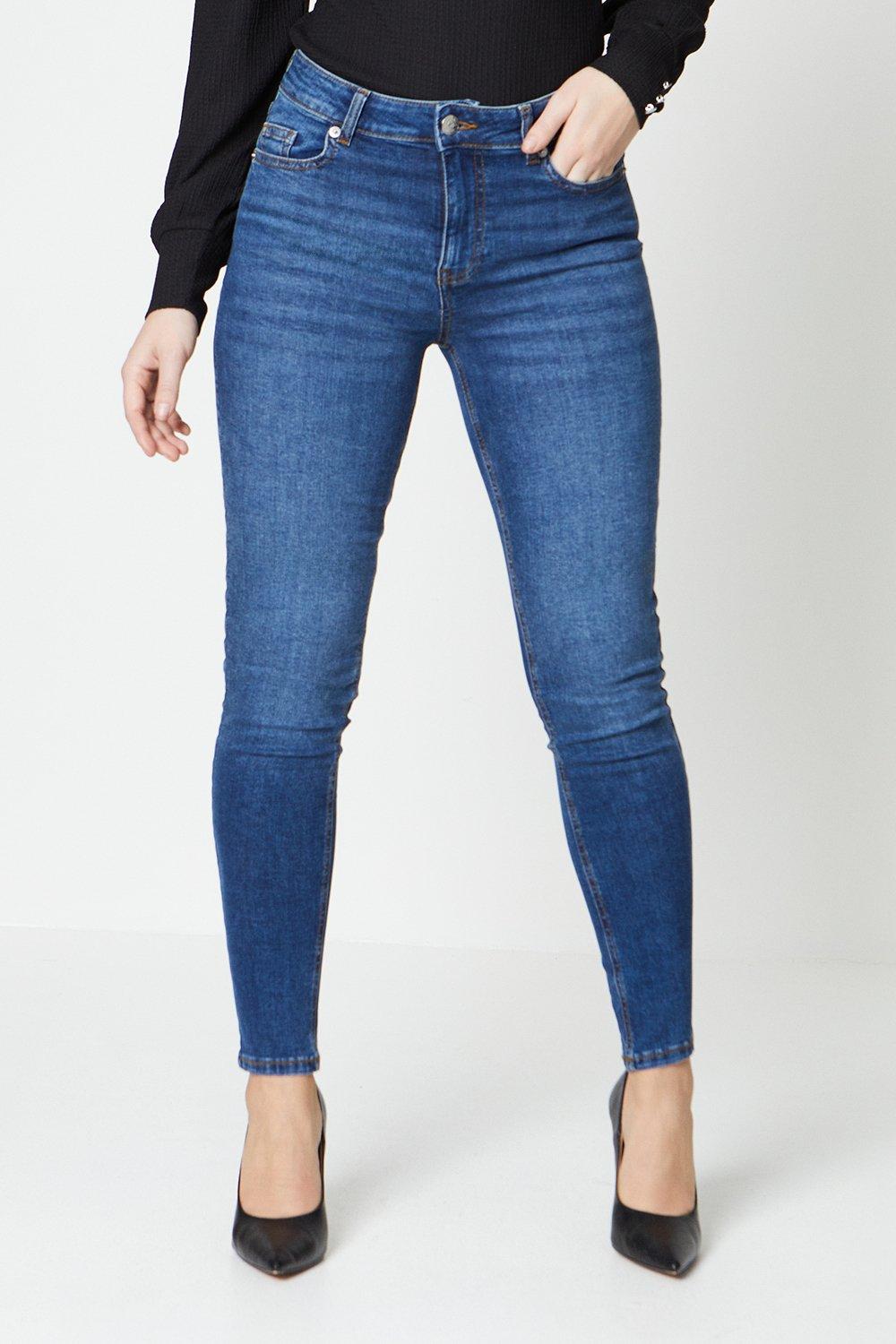 Women's High Rise Skinny Jeans - mid wash - 16