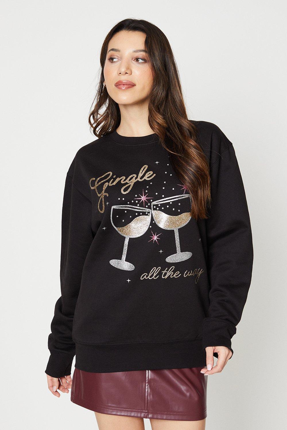 Women's Gingle All The Way Christmas Sweatshirt - black - XL