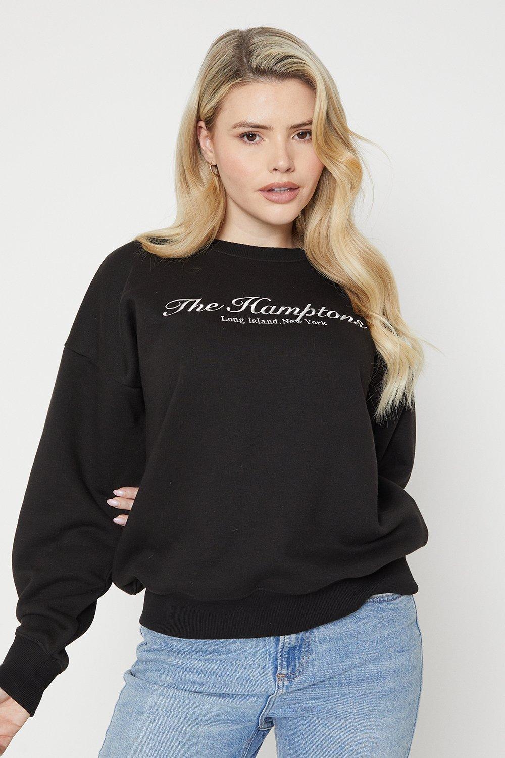 Women's Embroidered Sweatshirt - black - S