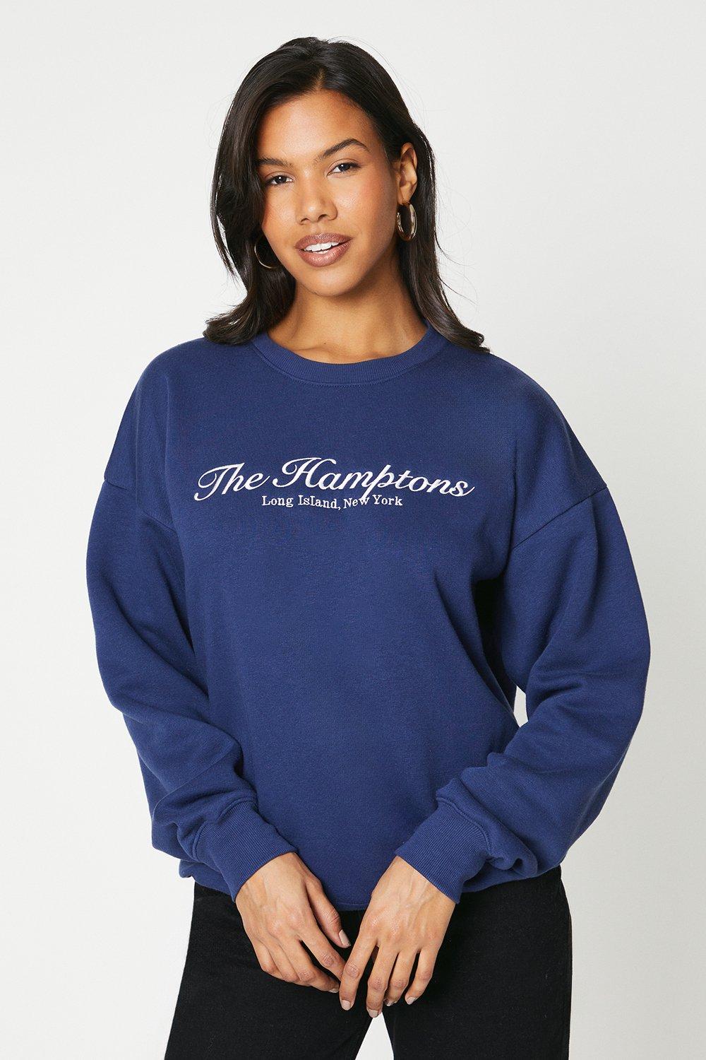 Women's Tall Embroidered Sweatshirt - navy - S