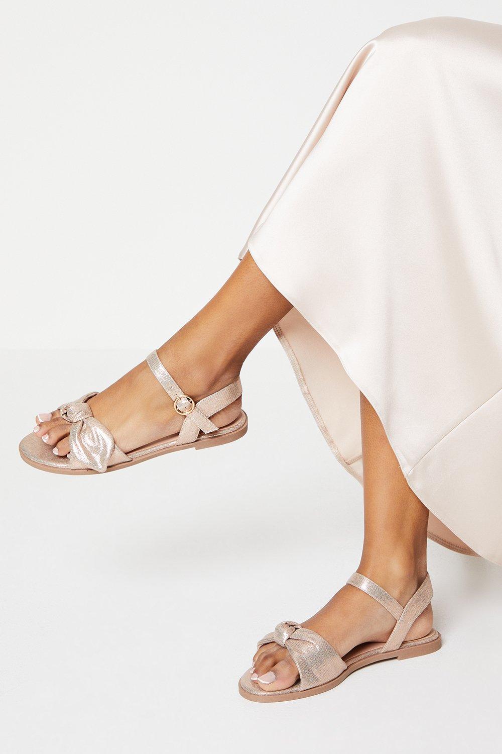 Women's Freya Bow Flat Sandals - rose gold - 6