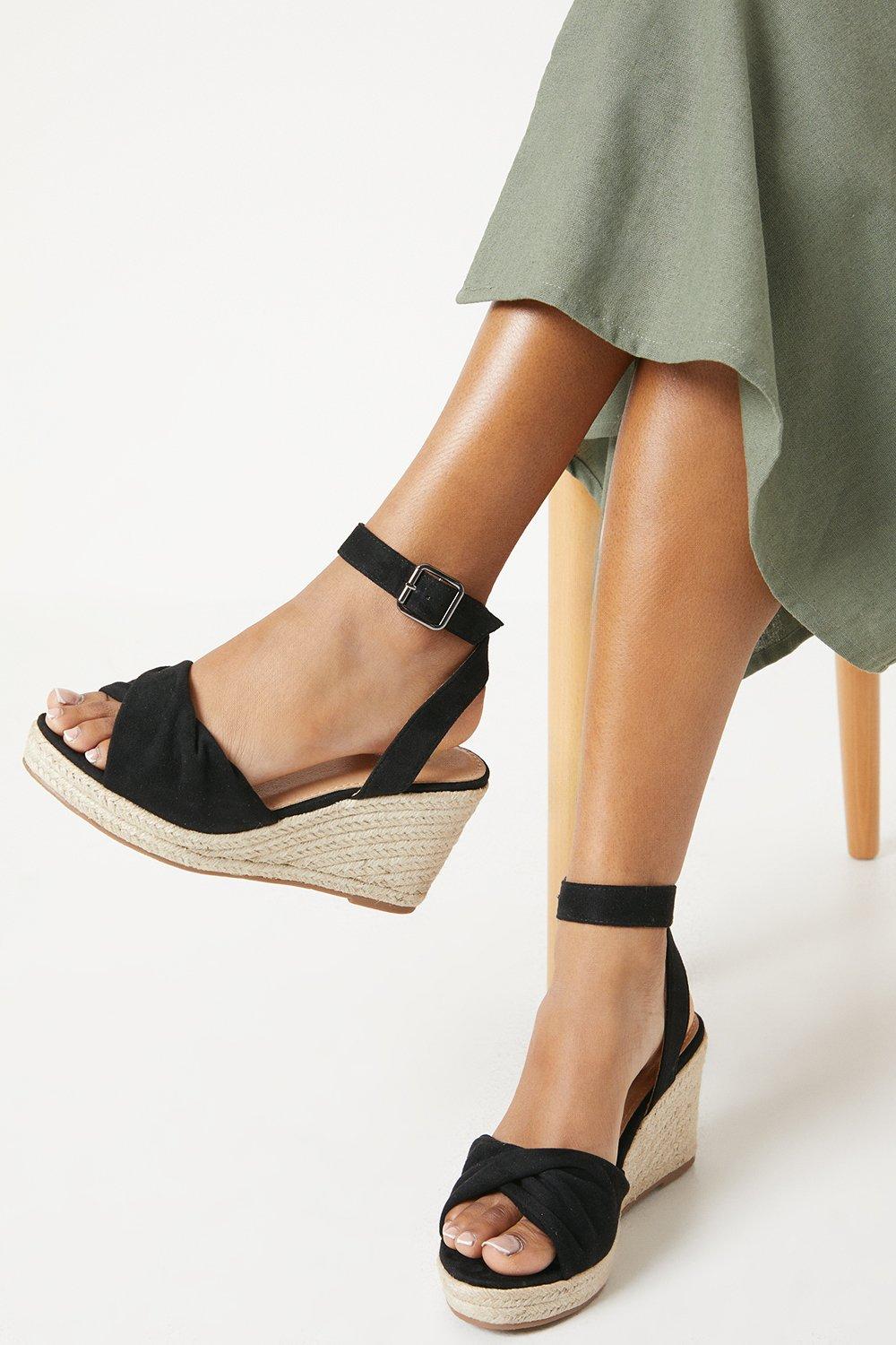 Womens Extra Wide Fit River Twist Front Wedges