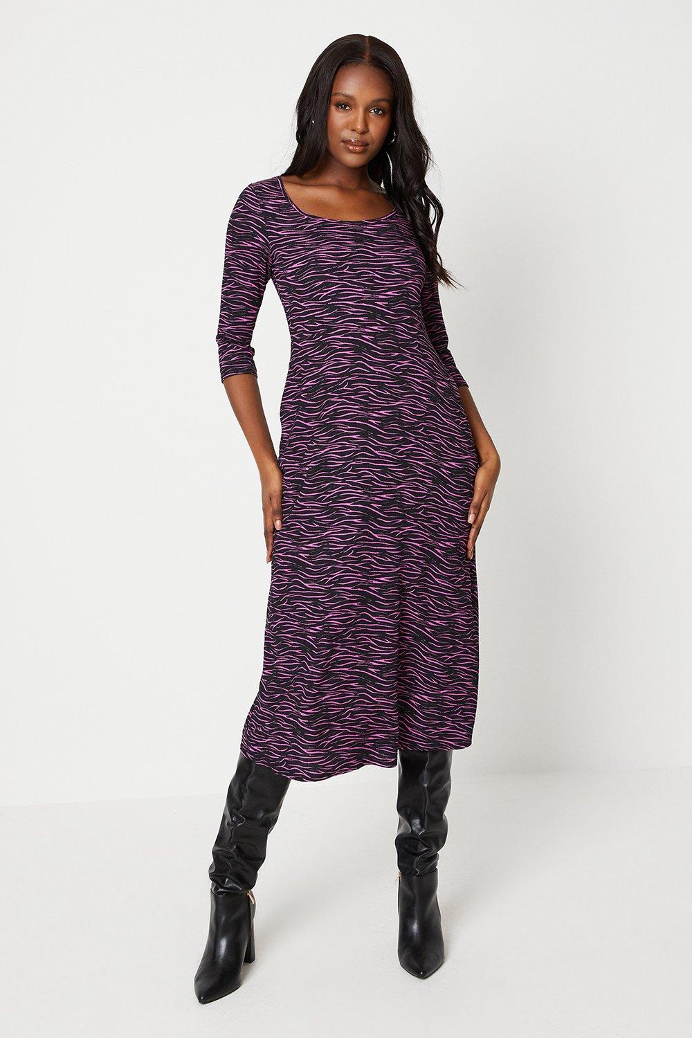 Dresses Zebra Scoop Neck Midi Dress Dorothy Perkins