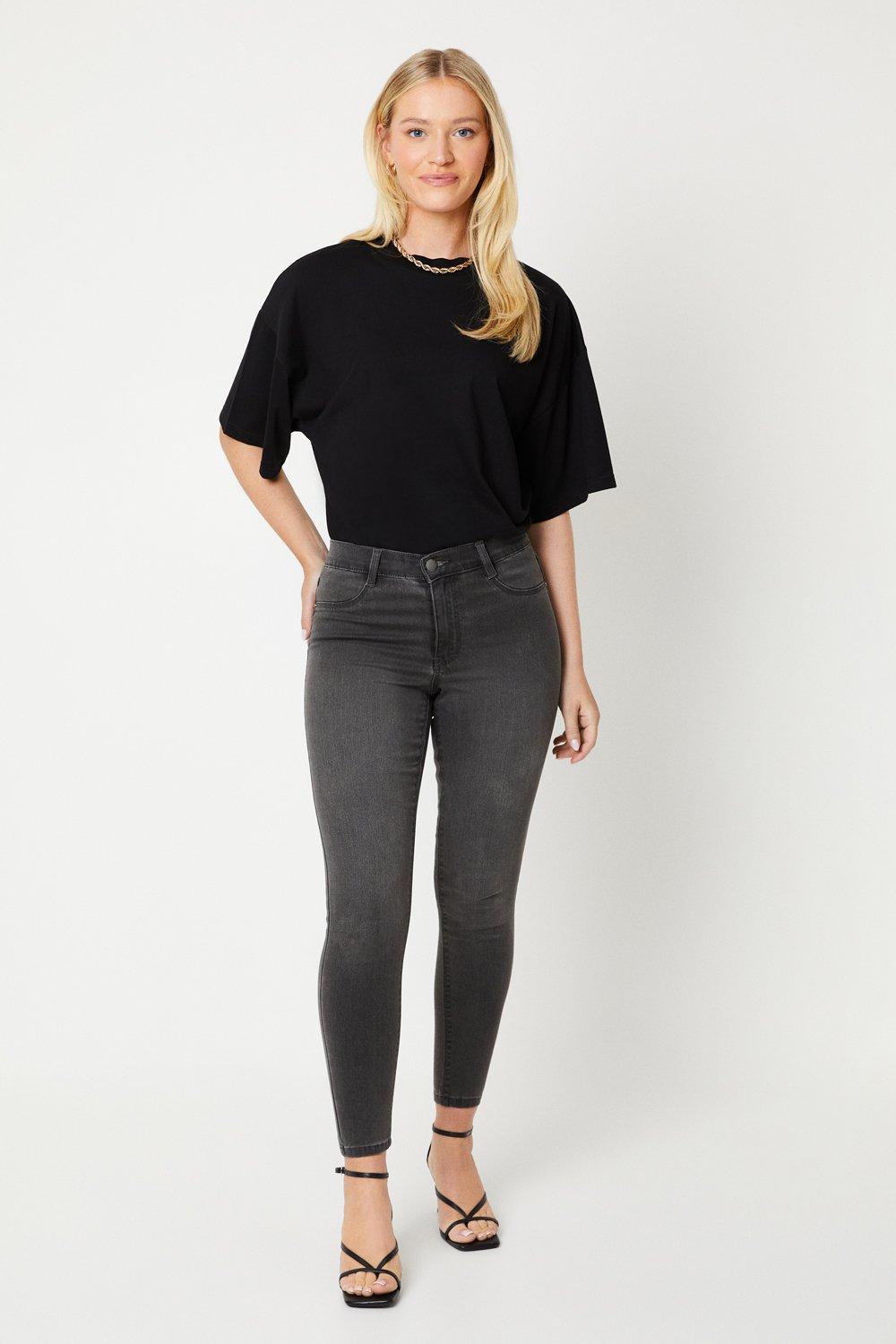 Women's Skinny Ankle Grazer Jeans - mid grey - 8