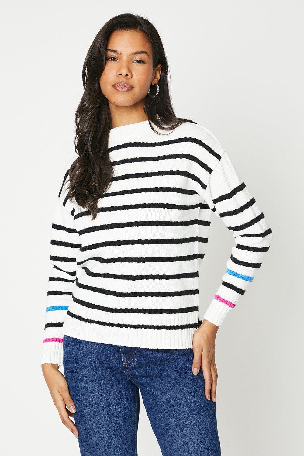 Jumpers Cardigans Tall High Neck Multi Stripe Jumper Dorothy