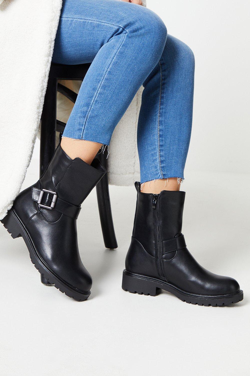 Image of Womens Alia Biker Ankle Boots