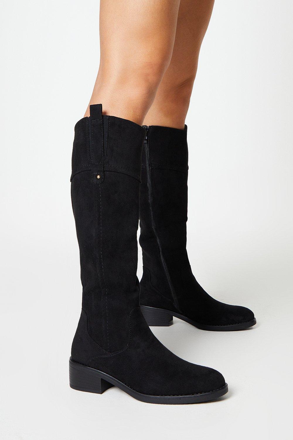 Image of Womens Anais Cruved Top Low Heel Riding Boots