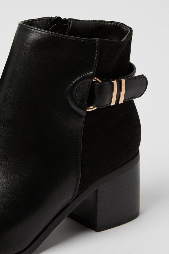 Boots | April Buckle Detail Mixed Material Block Heel Ankle Boots 
