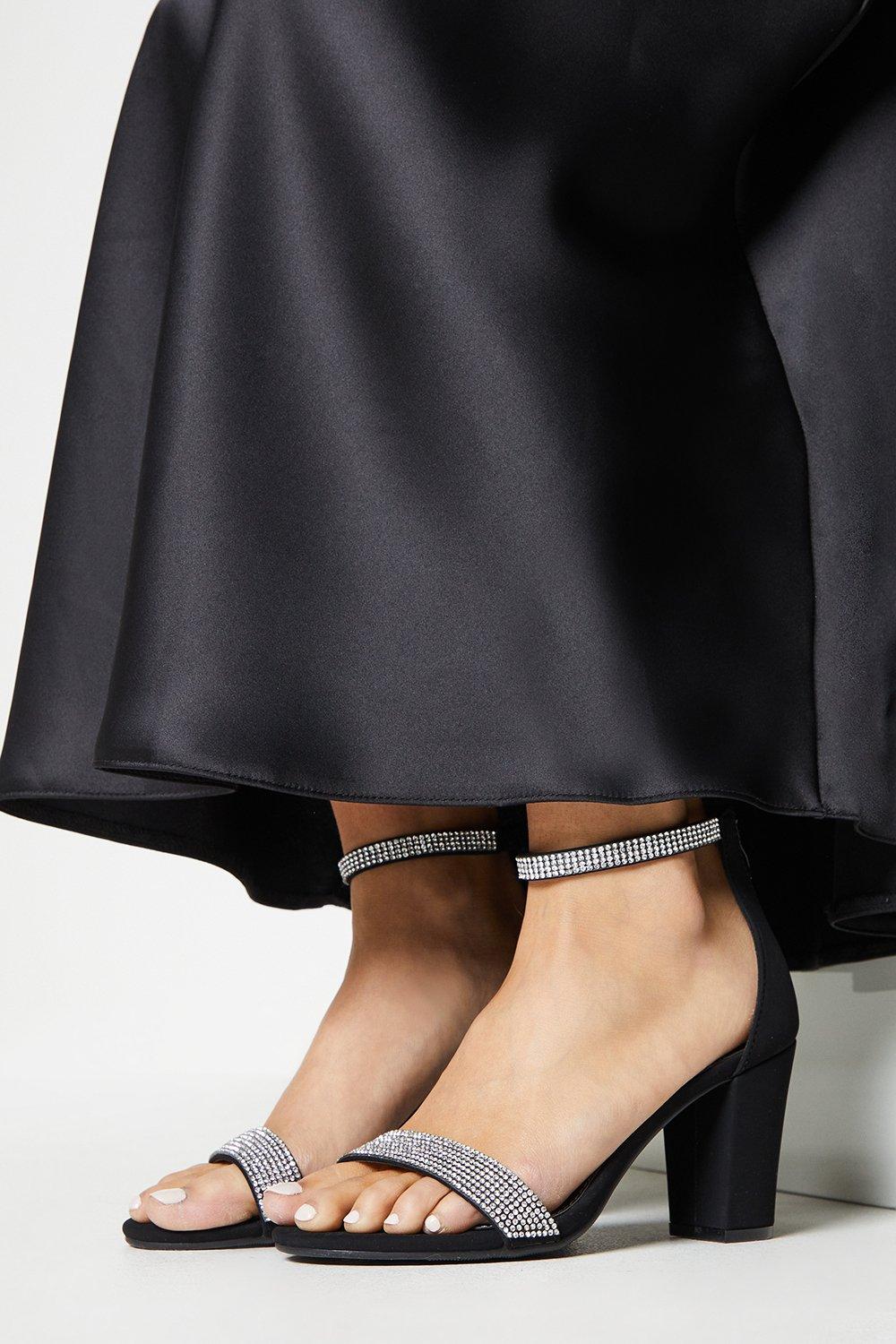 Women's Wide Fit Skye Diamante Heeled Sandals - black - 7