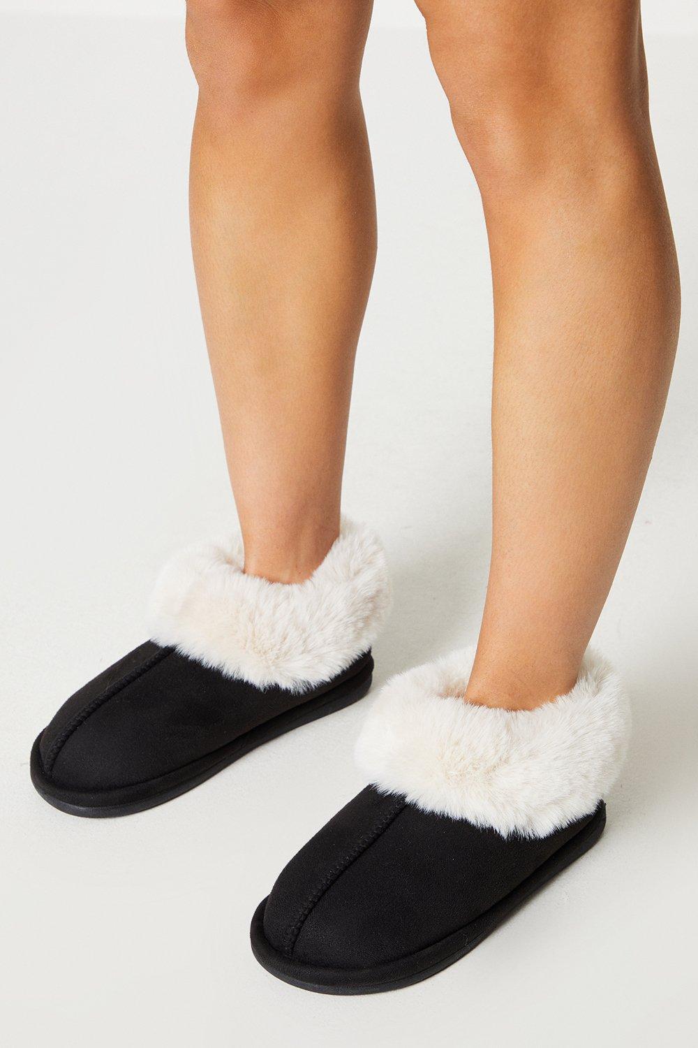 Women’s Maggi Faux Fur Sheepskin Fur Bootie Slippers - natural black - 8