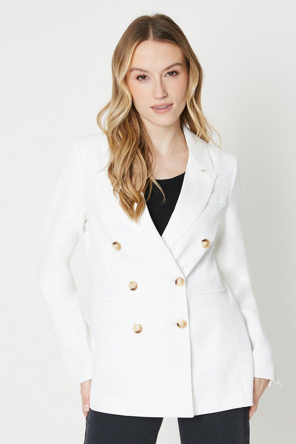 Womens Seamed Double Breasted Blazer