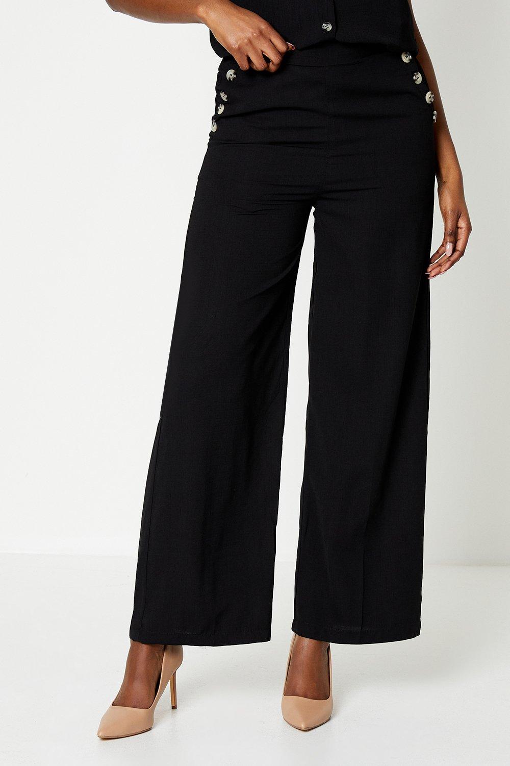 Womens Button Pocket Straight Leg Trousers product