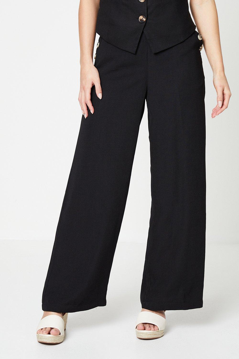 Trousers | Petite Button Pocket Straight Leg Trousers | Dorothy Perkins