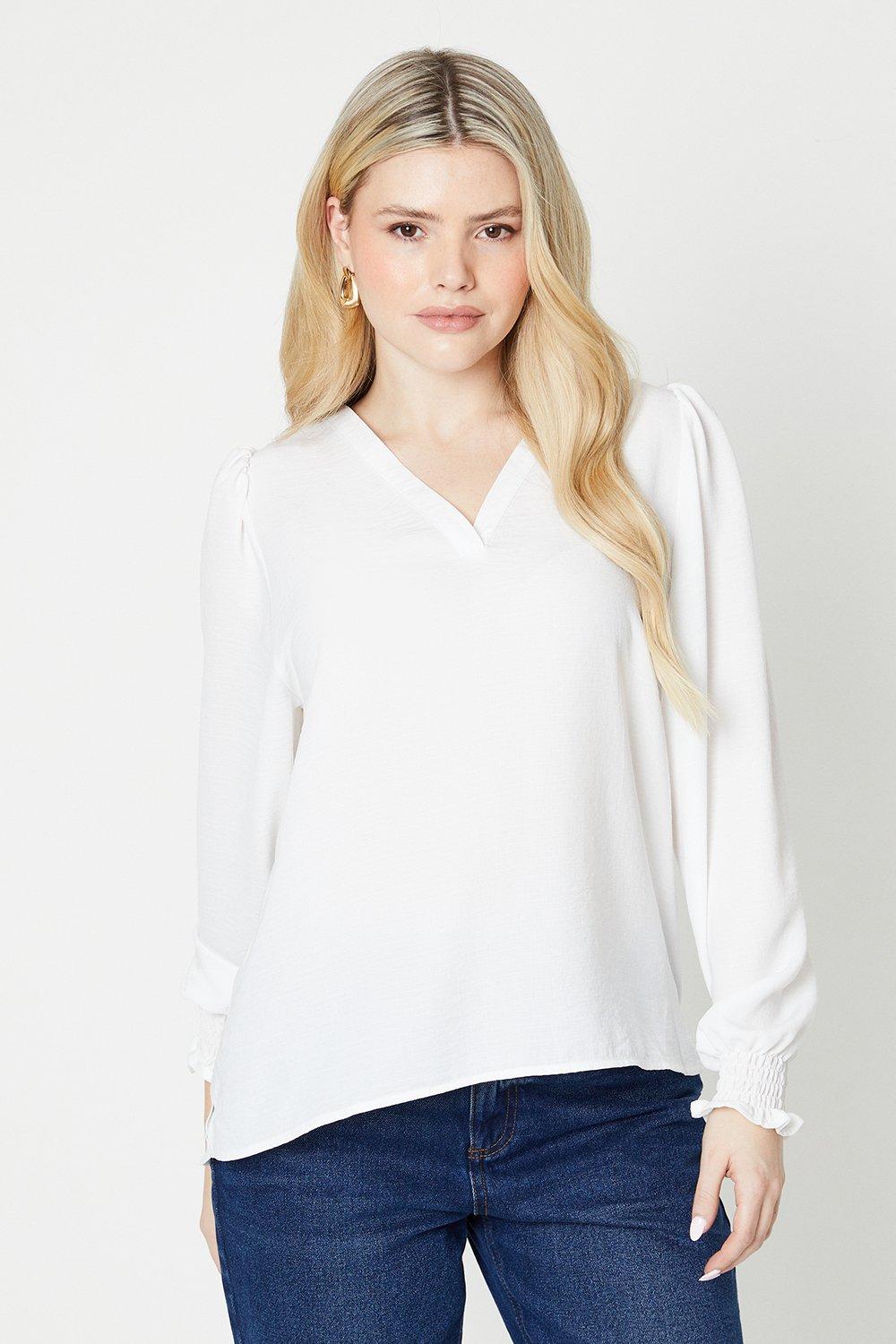 Women’s Shirred Cuff Overhead Blouse - ivory - 12