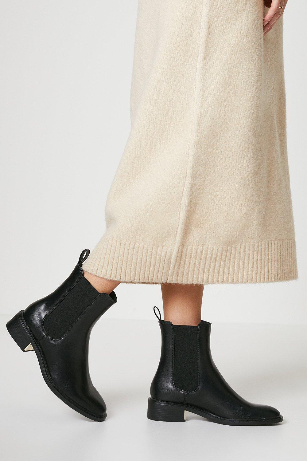 Womens Faith: Marjorie Gold Heel Detail Ankle Boots