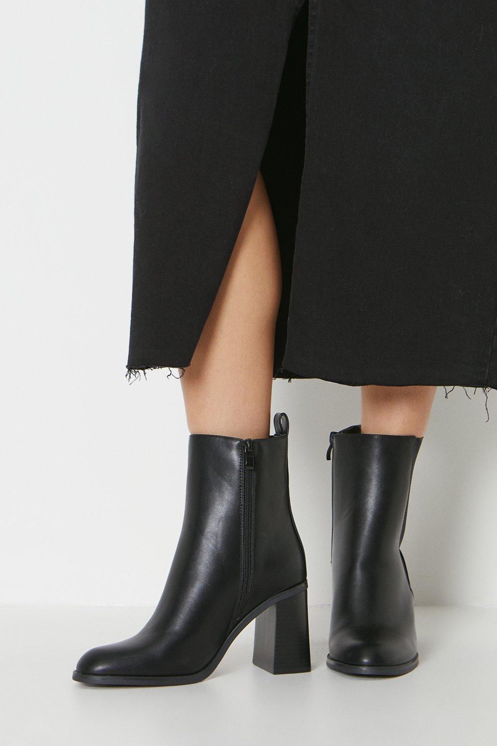 Women's Faith: Marabella Almond Toe High Block Heel Ankle Boots - black - 5