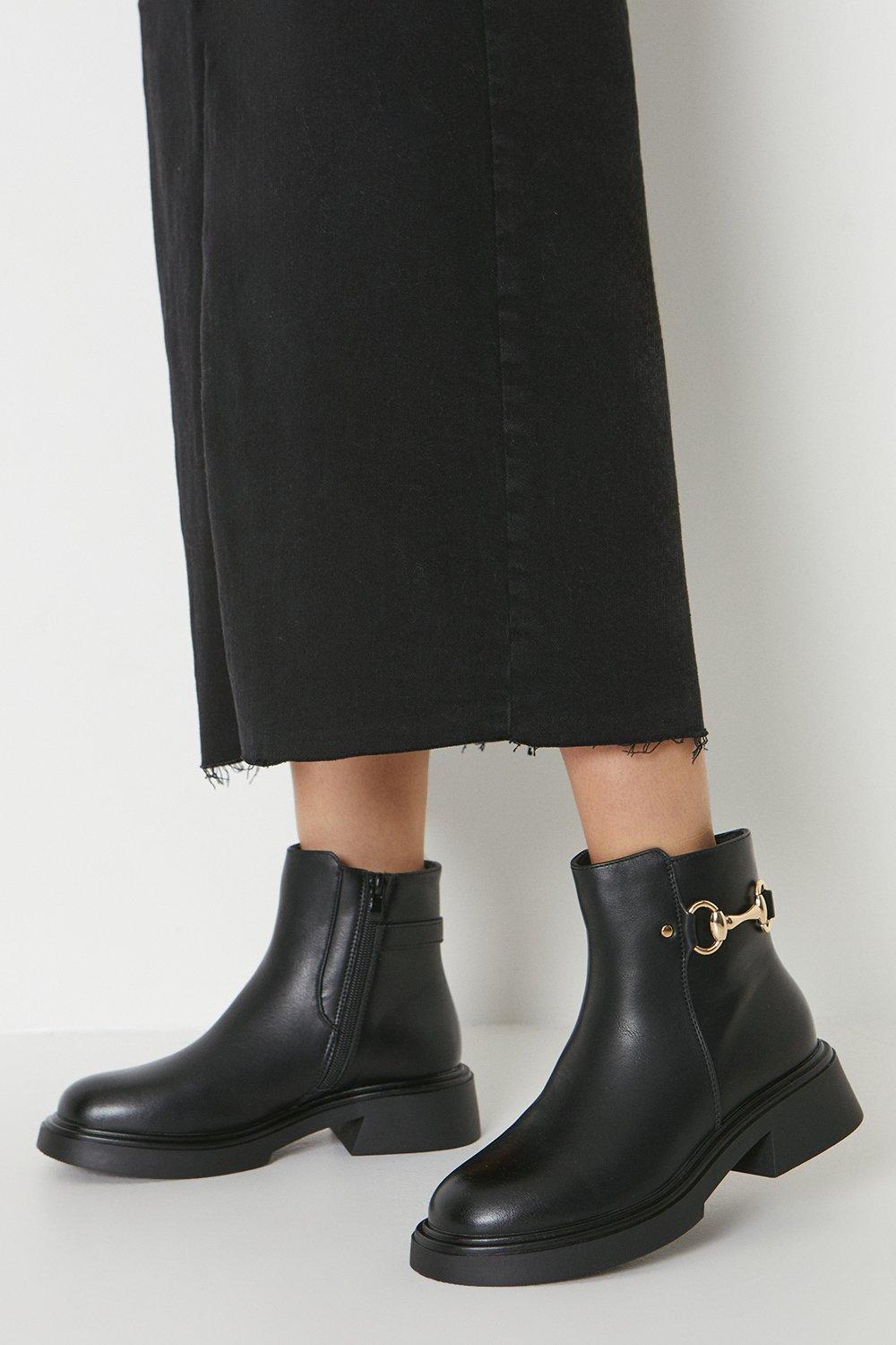 Womens Maya Snaffle Detail Chunky Ankle Boots