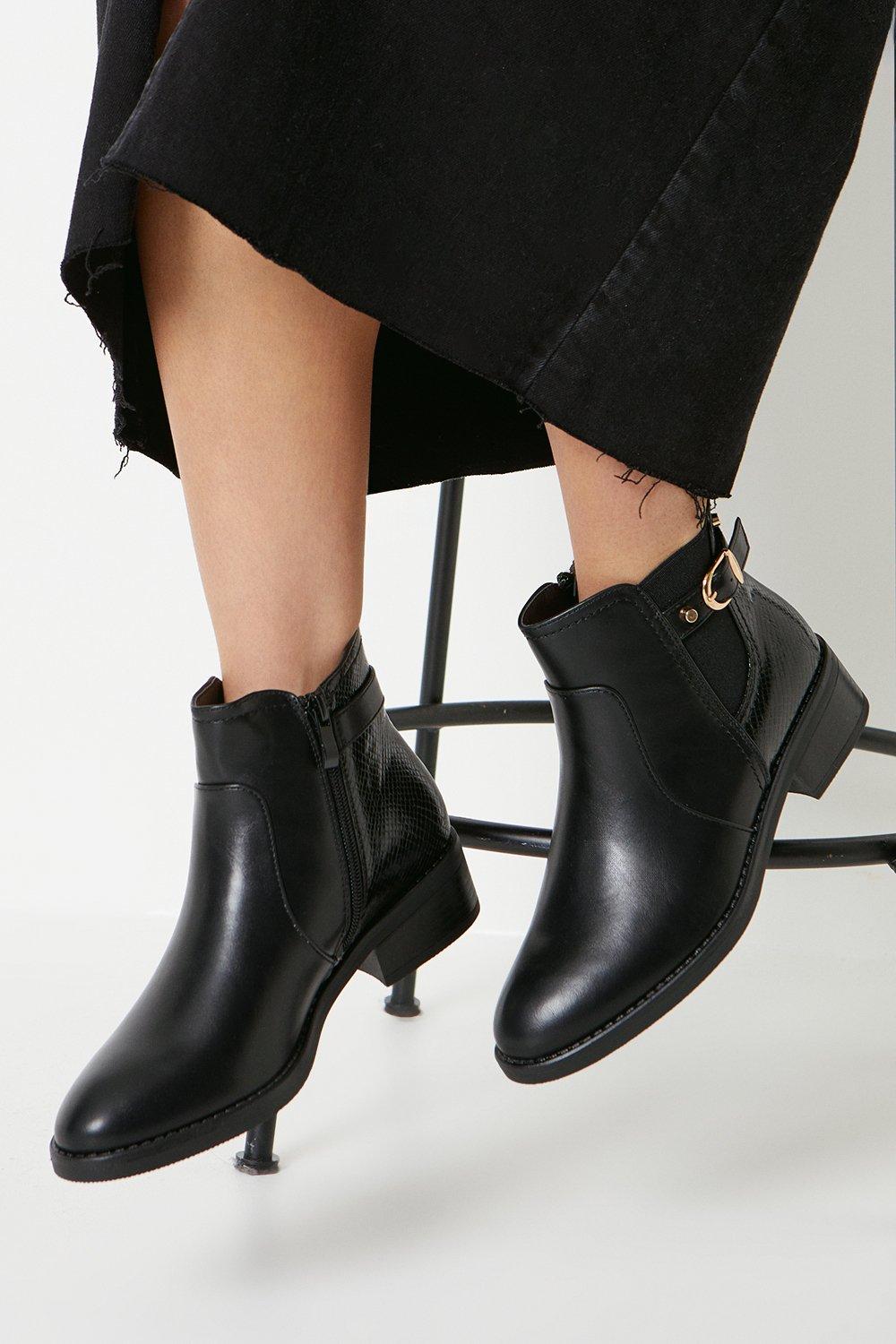 Womens Macie Buckle Detail Ankle Boots