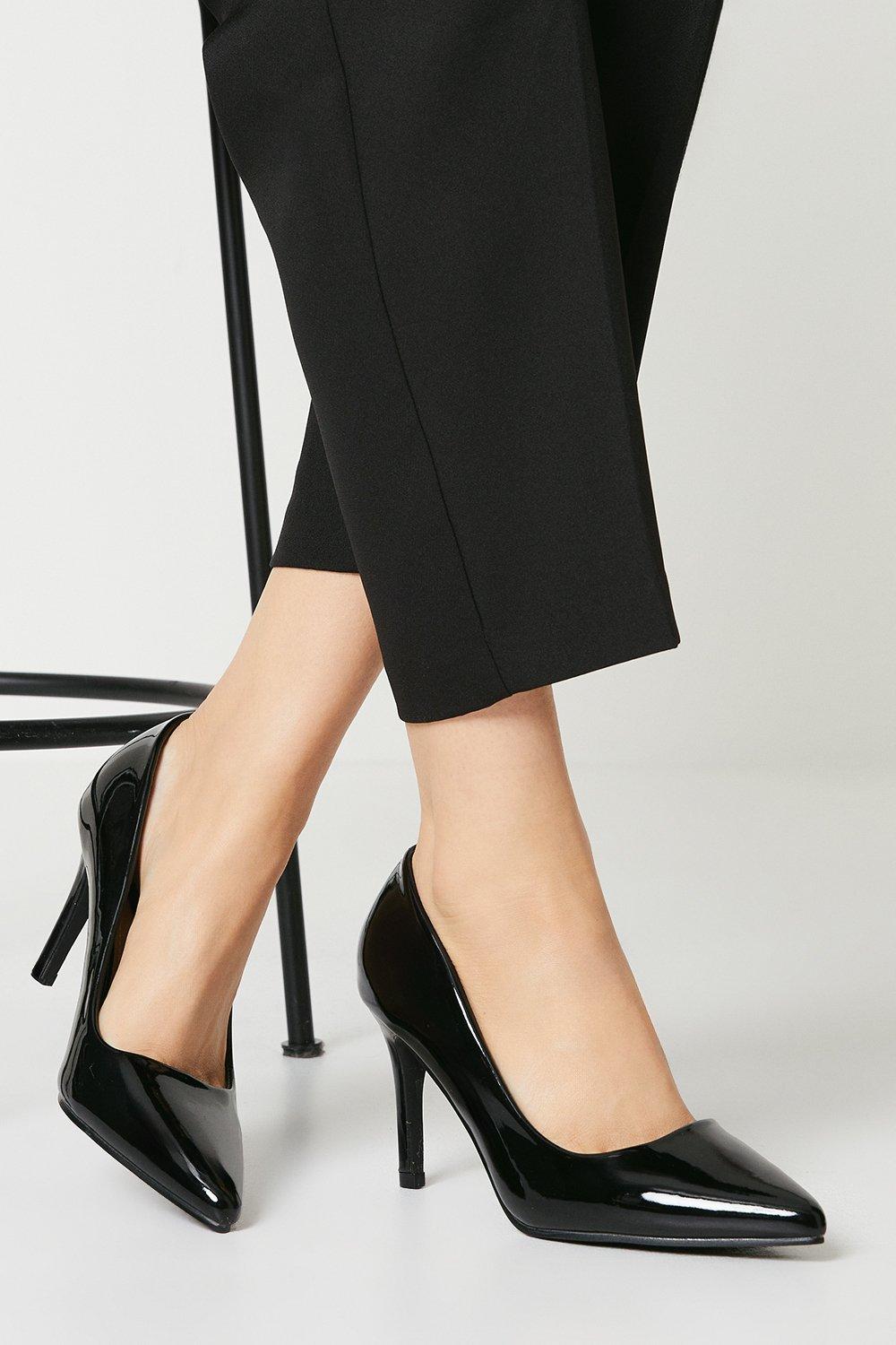 Women’s Wide Fit Darlene High Heel Pointed Court Shoes - true black - 7