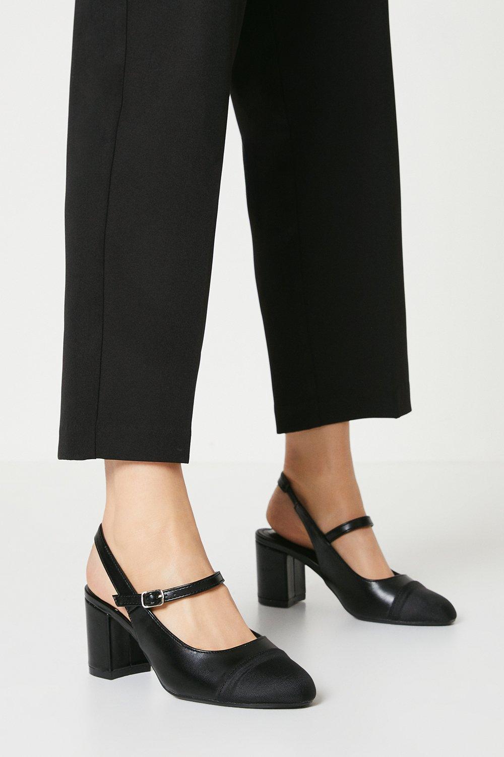 Women’s Darcelle Toecap High Block Heel Slingback Court Shoes - black - 4