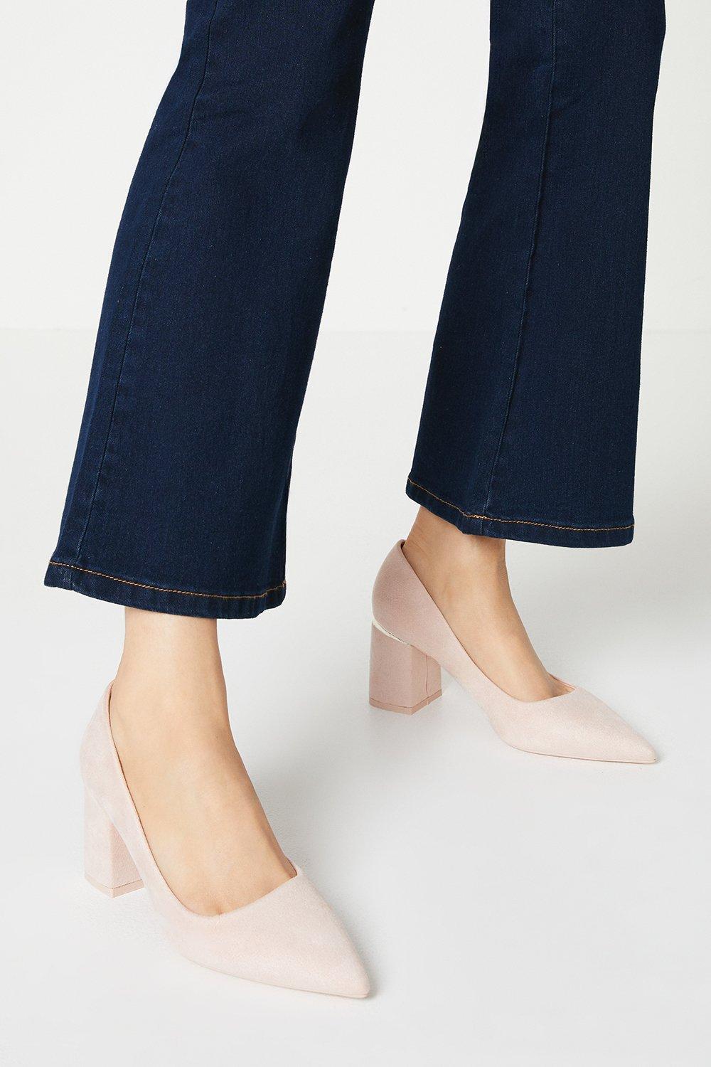 Women's Darcia Pointed Toe High Block Heel Court Shoes - blush - 5