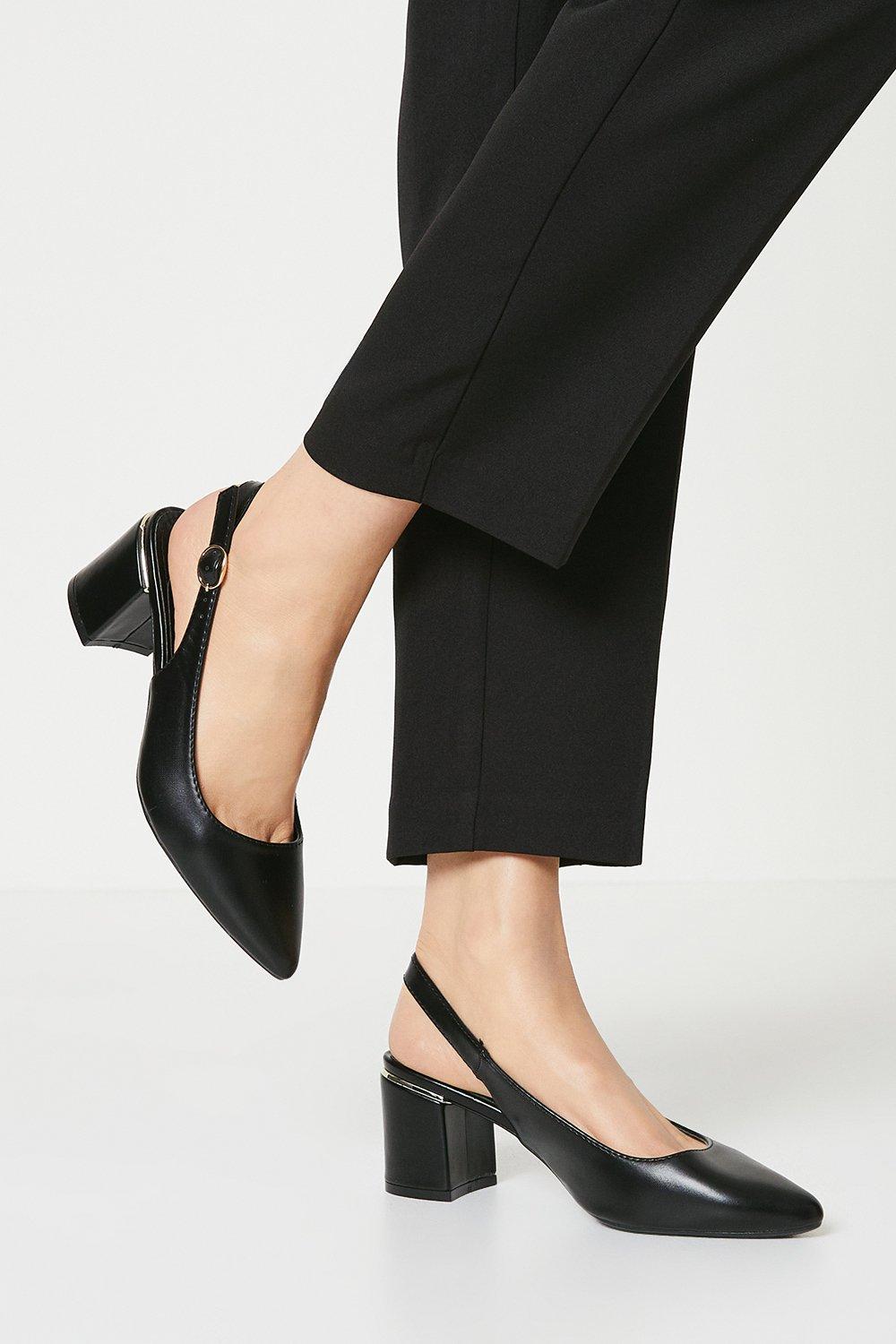 Women’s Devine Mid Block Heel Slingback Court Shoes - black - 5