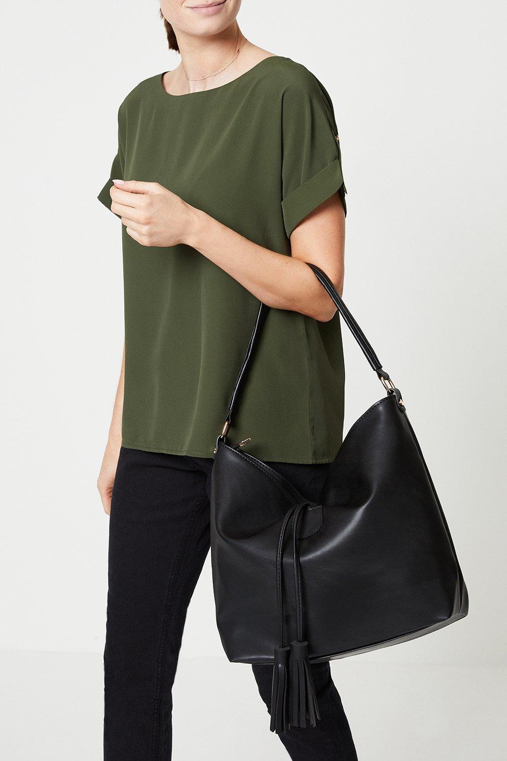 Women's Talia Tassel Slouch Shopper Bag - black - ONE SIZE