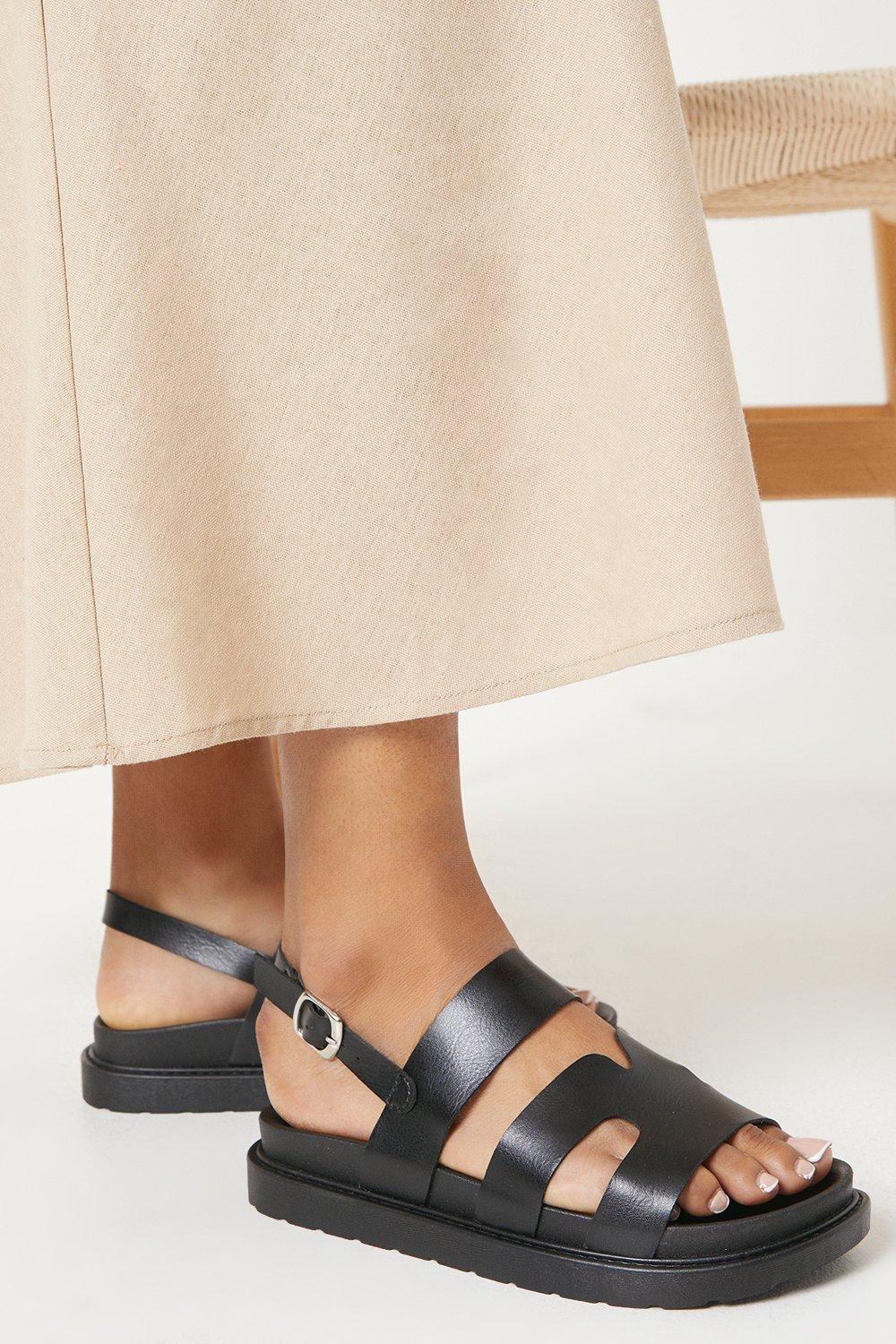 Women’s Faith: Melanie Slingback Cut Out Footbed Sandals - black - 6
