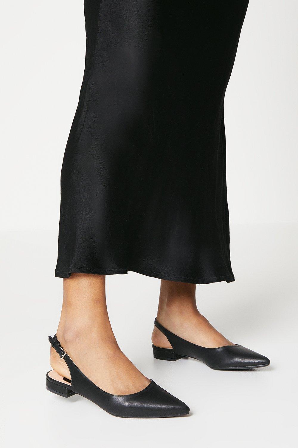 Women’s Pippin Pointed Slingback Ballet Pumps - black - 6