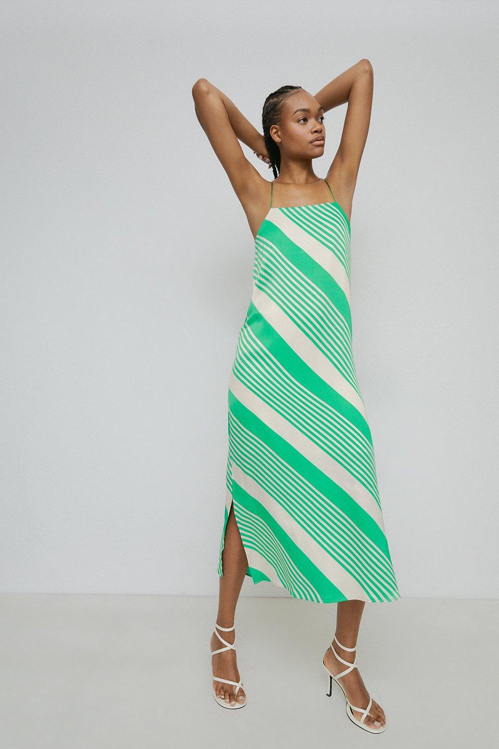 Warehouse blue stripe midi 2024 dress