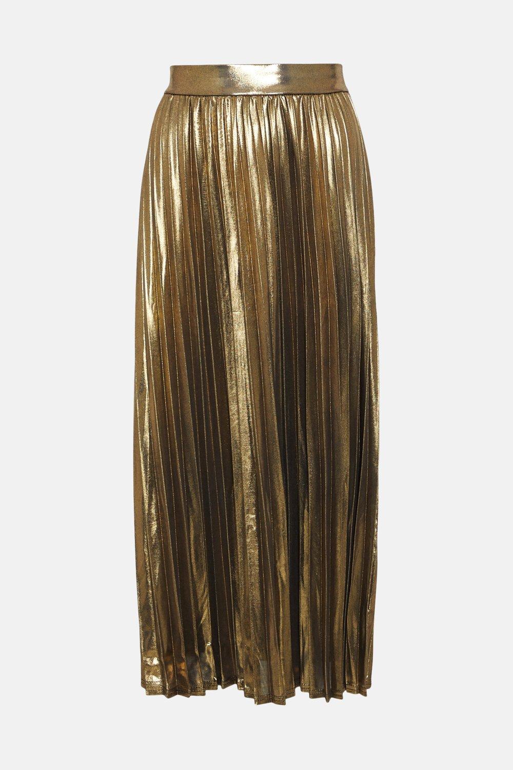 Gold pleated skirt dorothy perkins sale