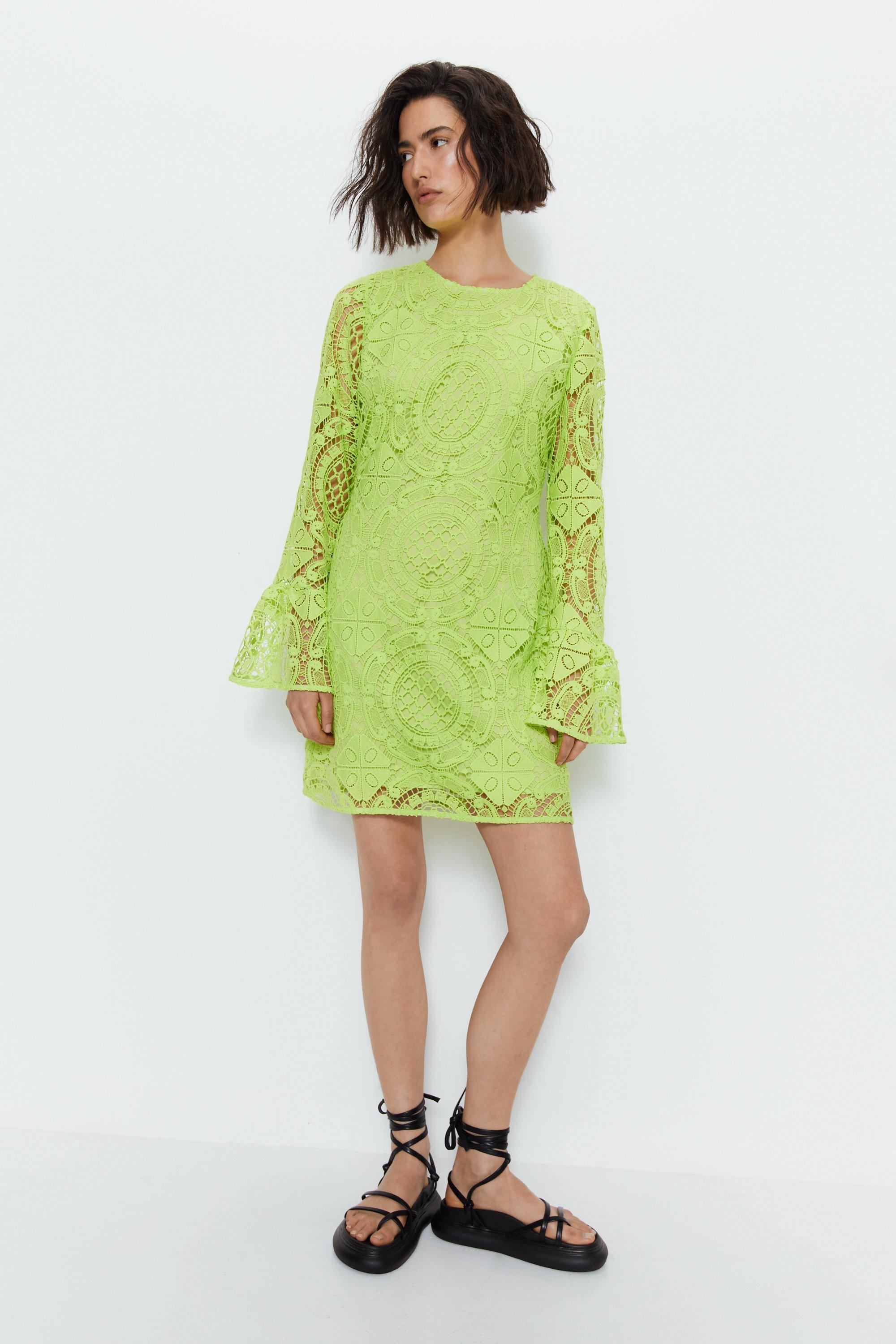 Lime green hotsell lace dress