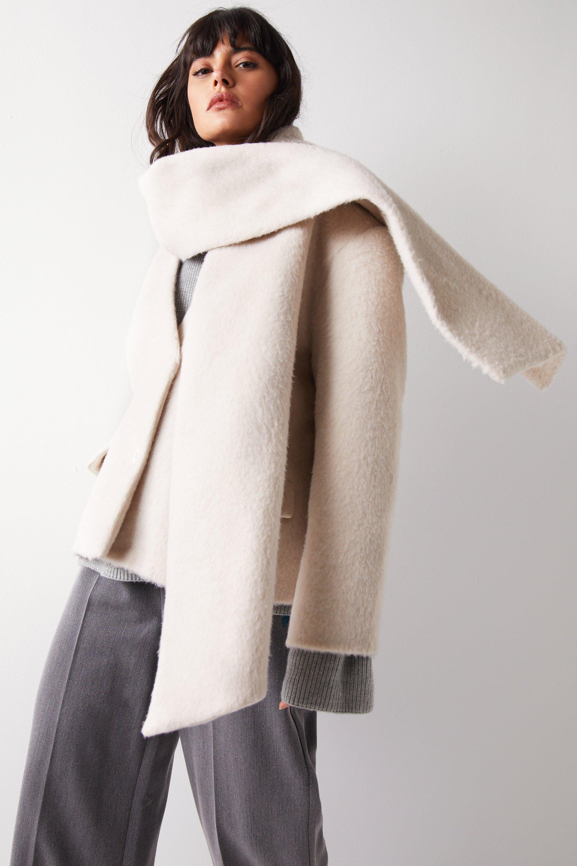 Melton wool walking coat with outlet scarf