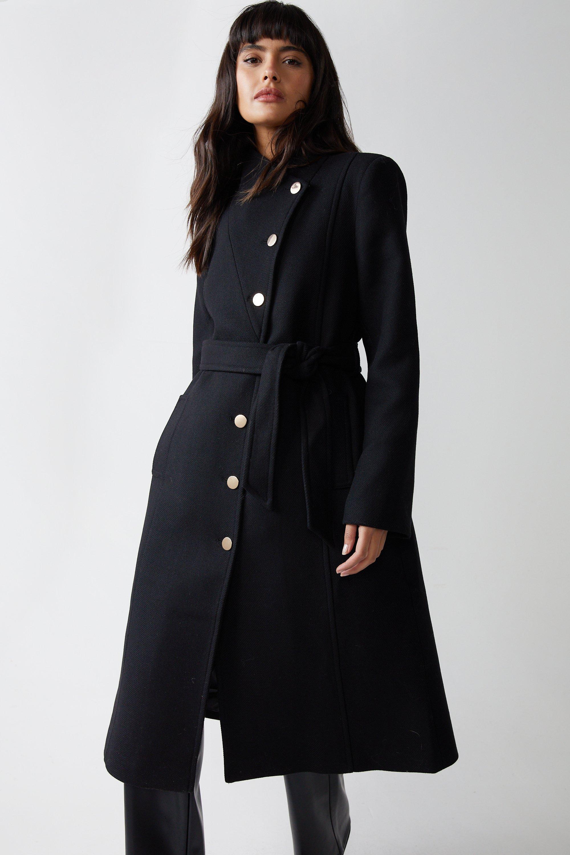 Dorothy perkins black clearance belted wrap coat