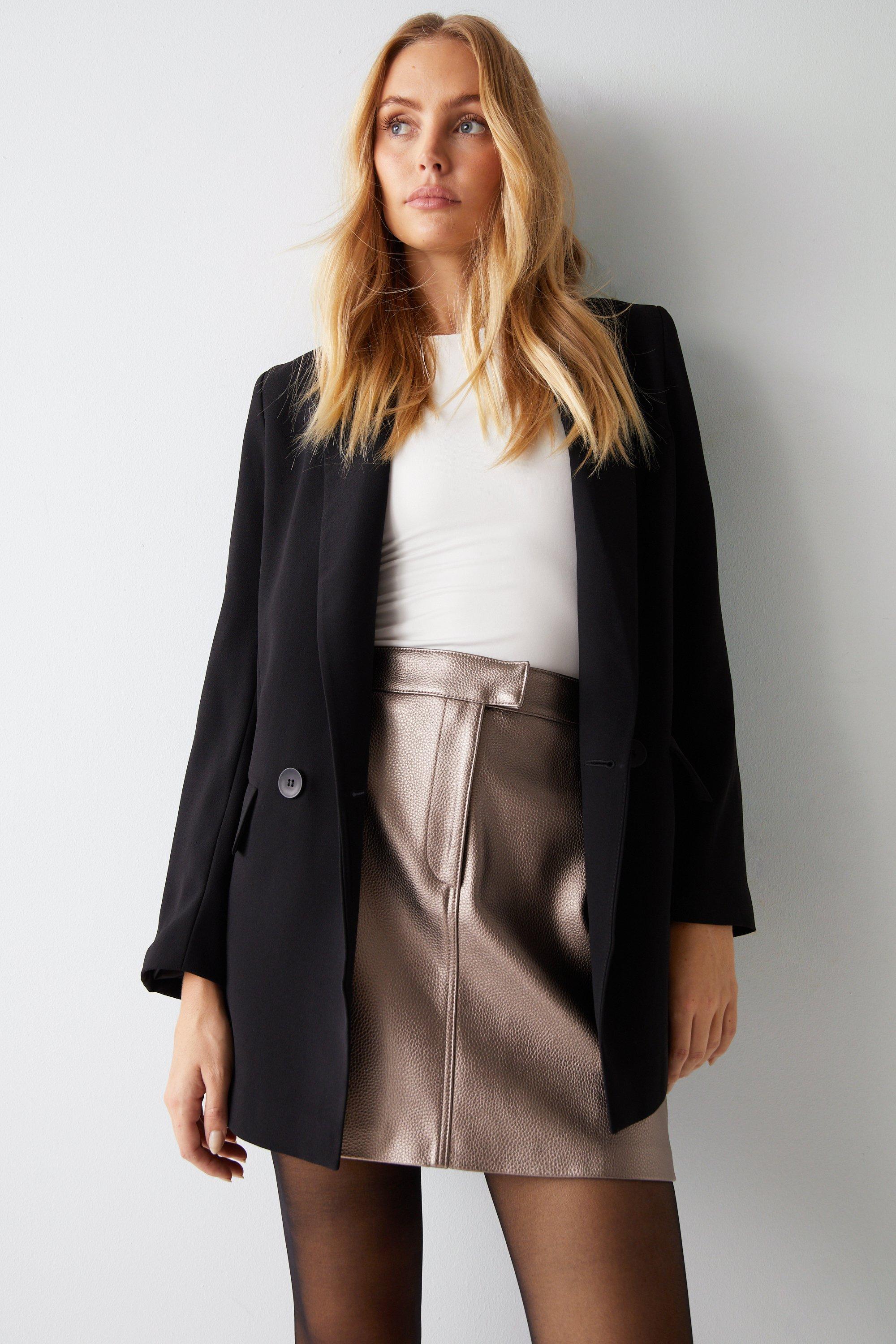 Skirts Premium Faux Leather Metallic Mini Skirt Warehouse