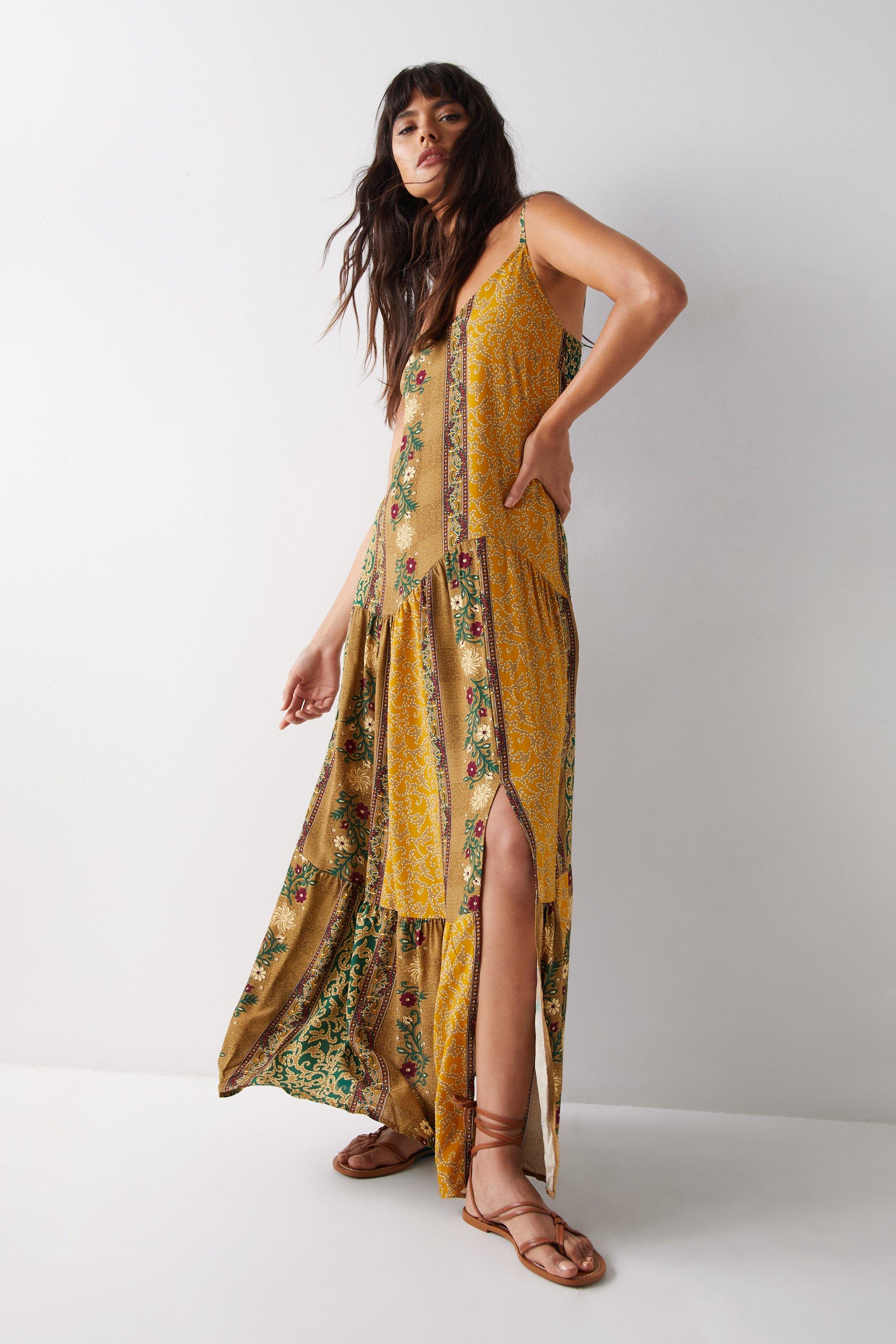 Beachwear Viscose Scarf Print Strappy Maxi Beach Dress Warehouse