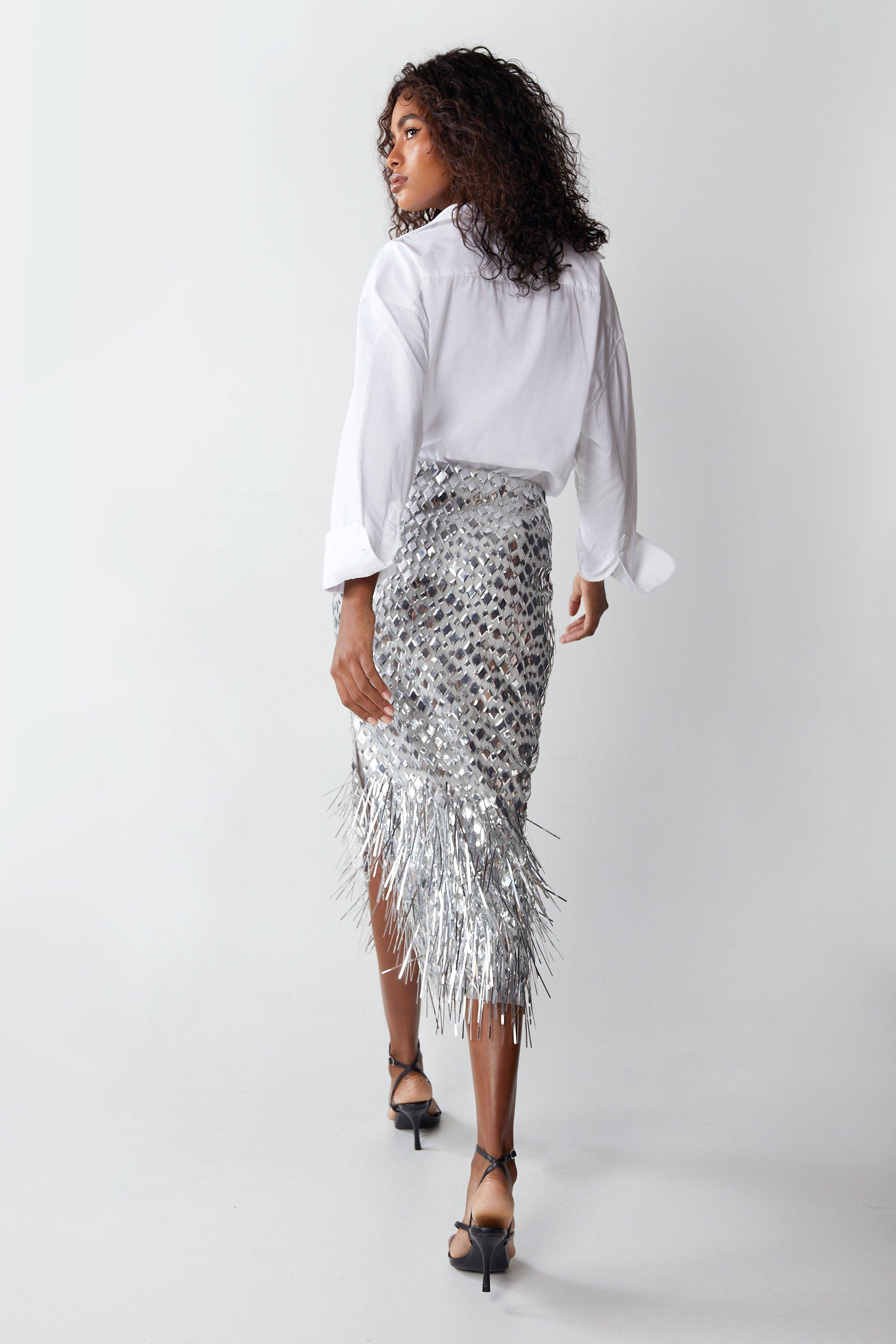 Silver skirt dorothy shop perkins