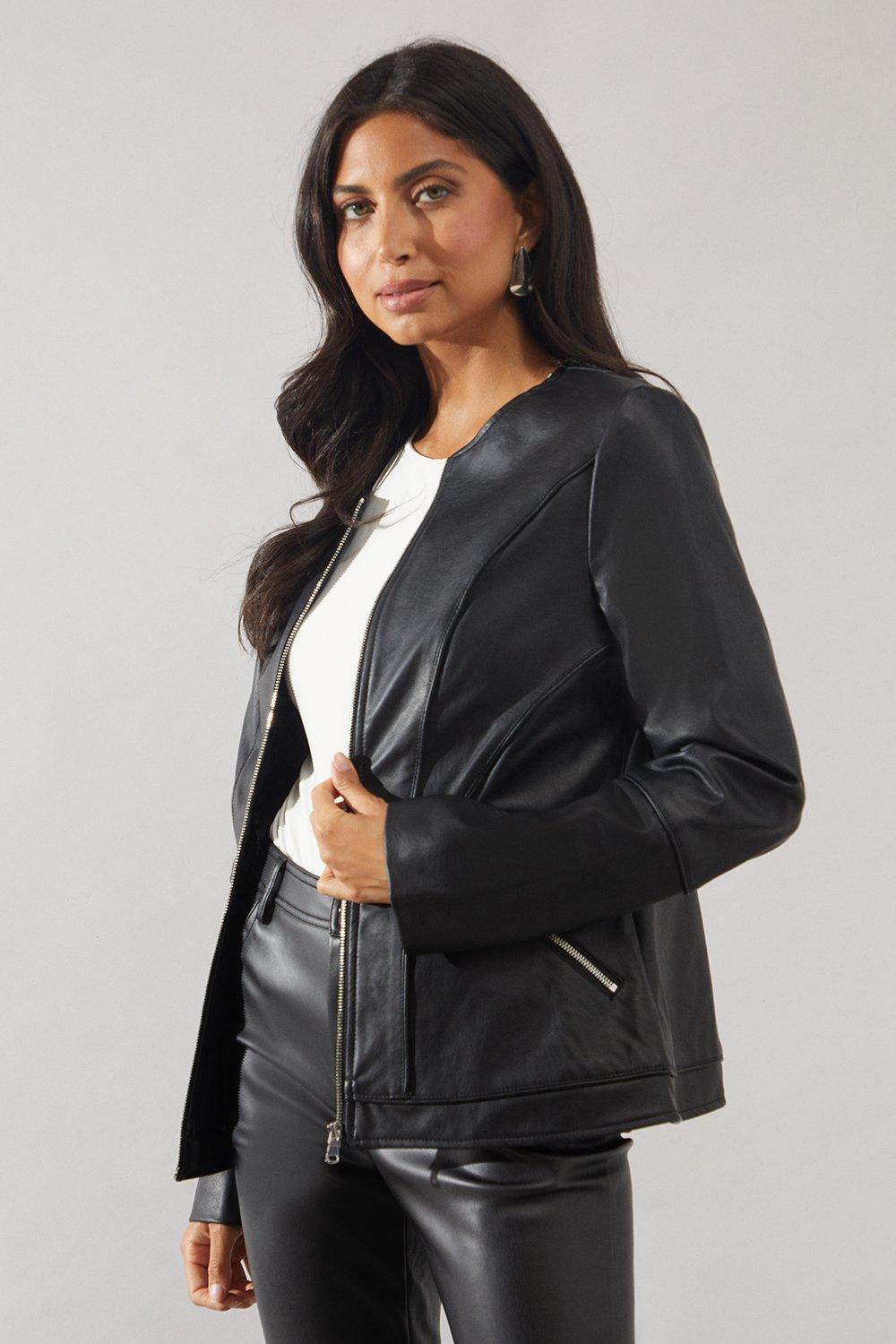 Wallis black faux deals leather jacket