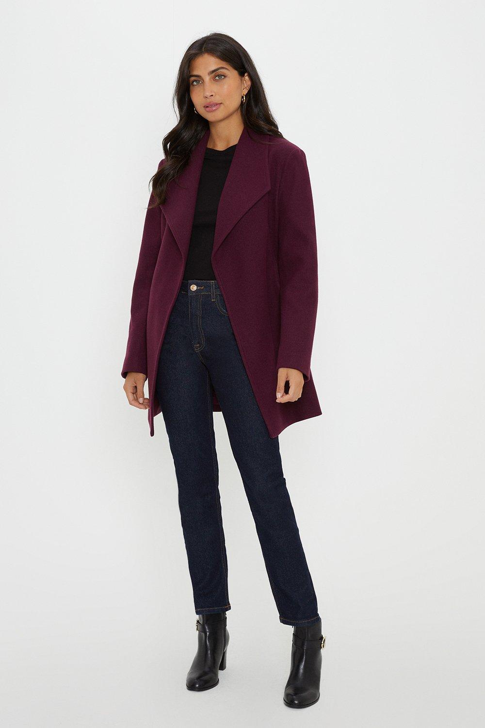 Dorothy perkins berry outlet faux fur collar coat