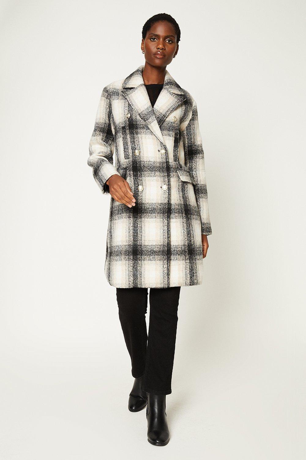 Single breasted outlet check coat