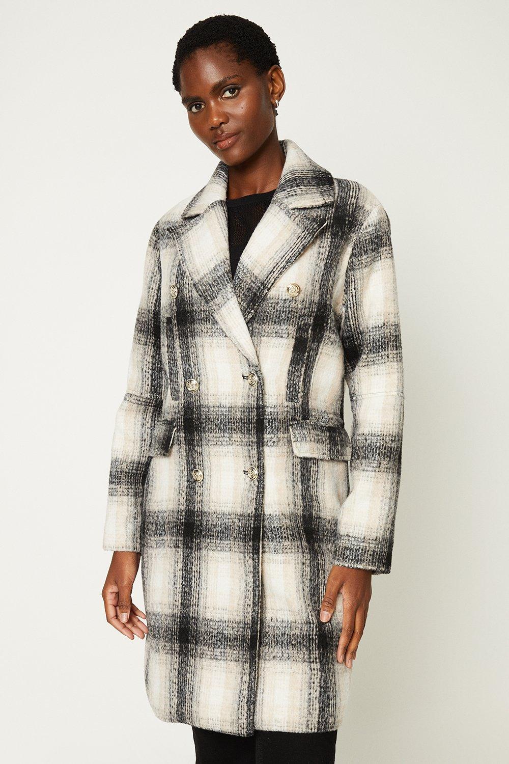 Double breasted check on sale coat