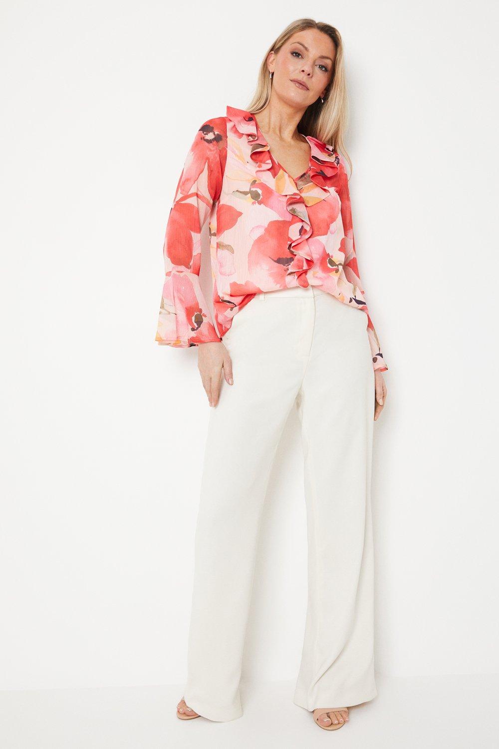 Shirts | Floral Print Ruffle Detail Blouse | Wallis