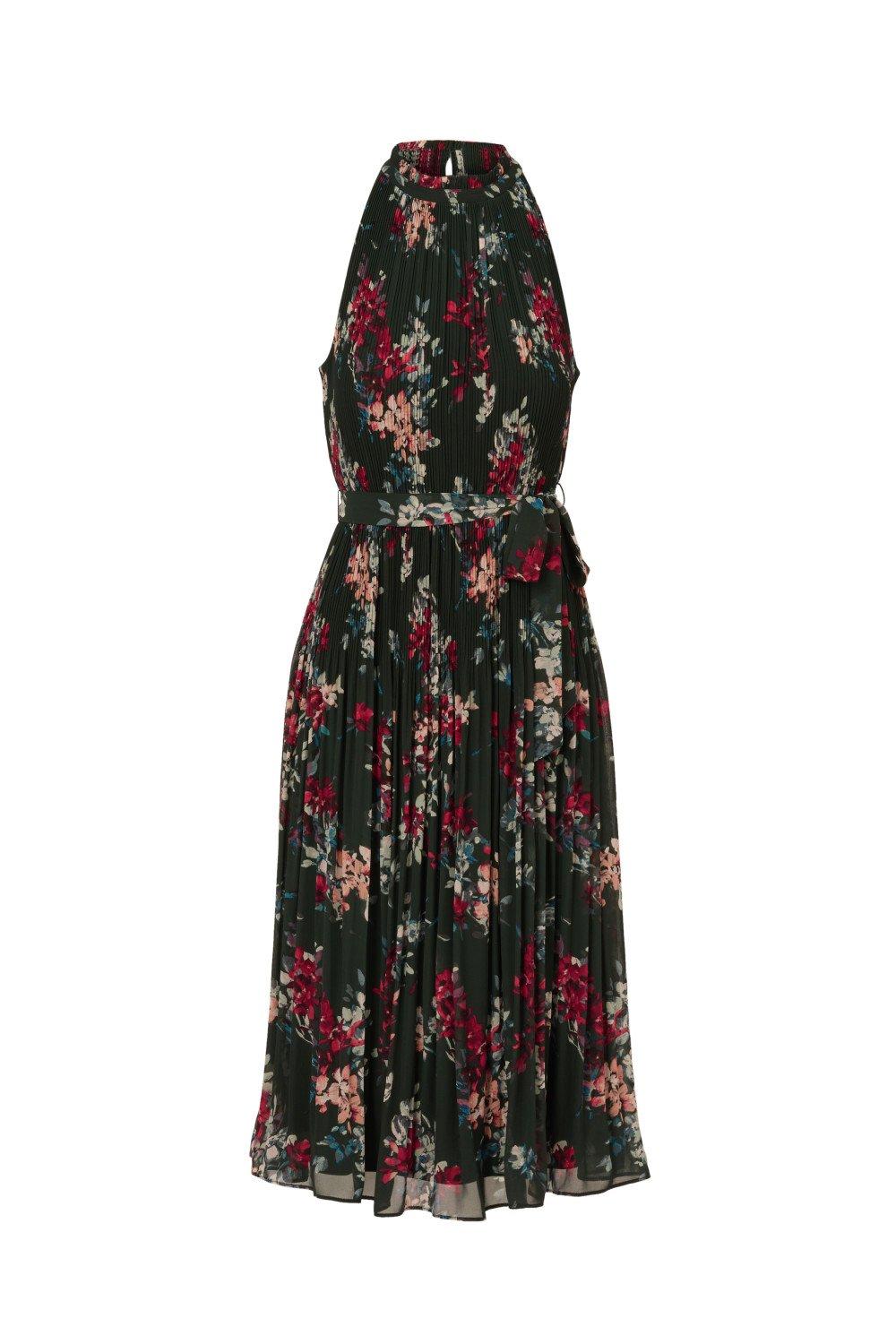 Dresses Floral Pleated Chiffon Dress Adrianna Papell