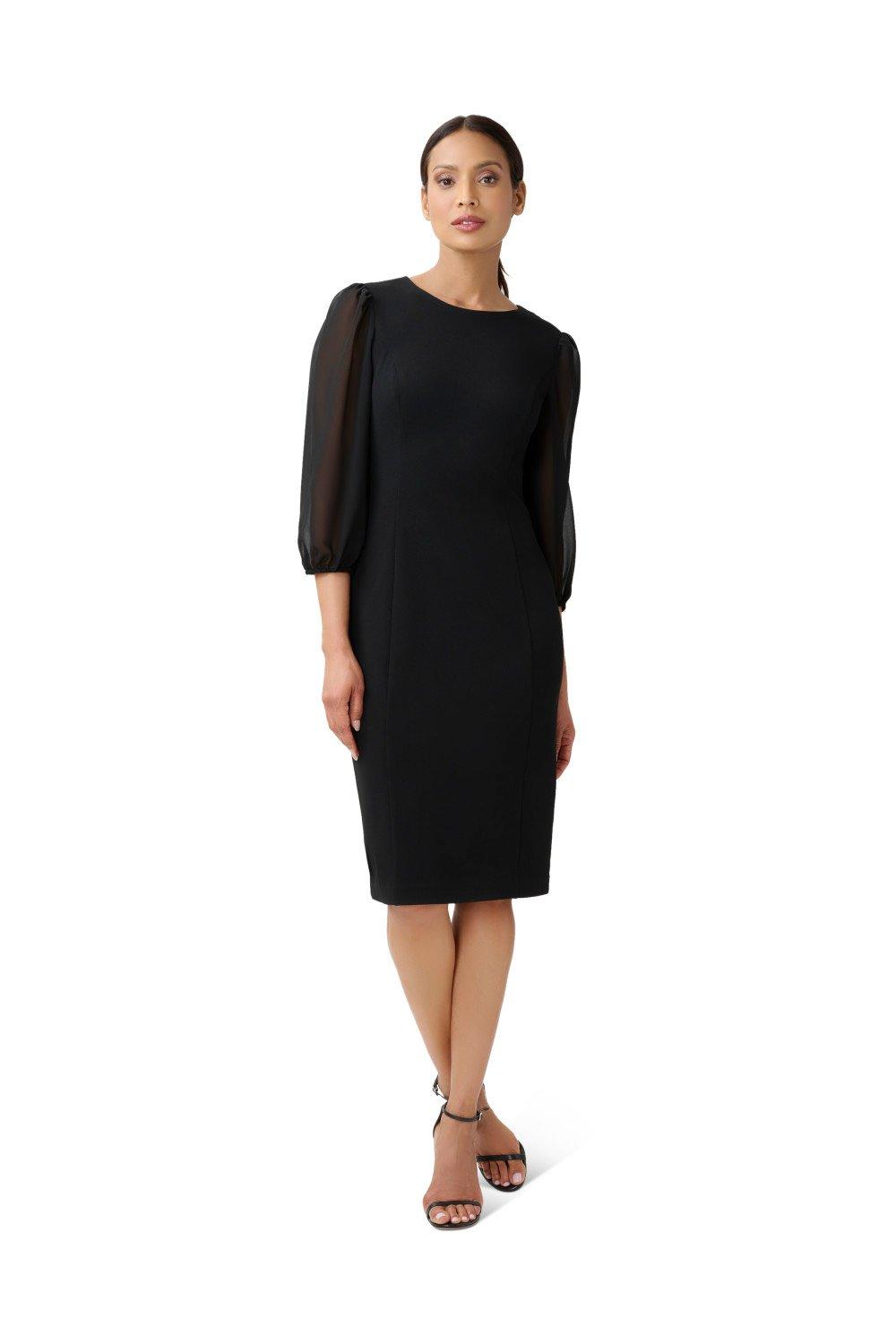 Dresses Chiffon And Crepe Sheath Dress Adrianna Papell