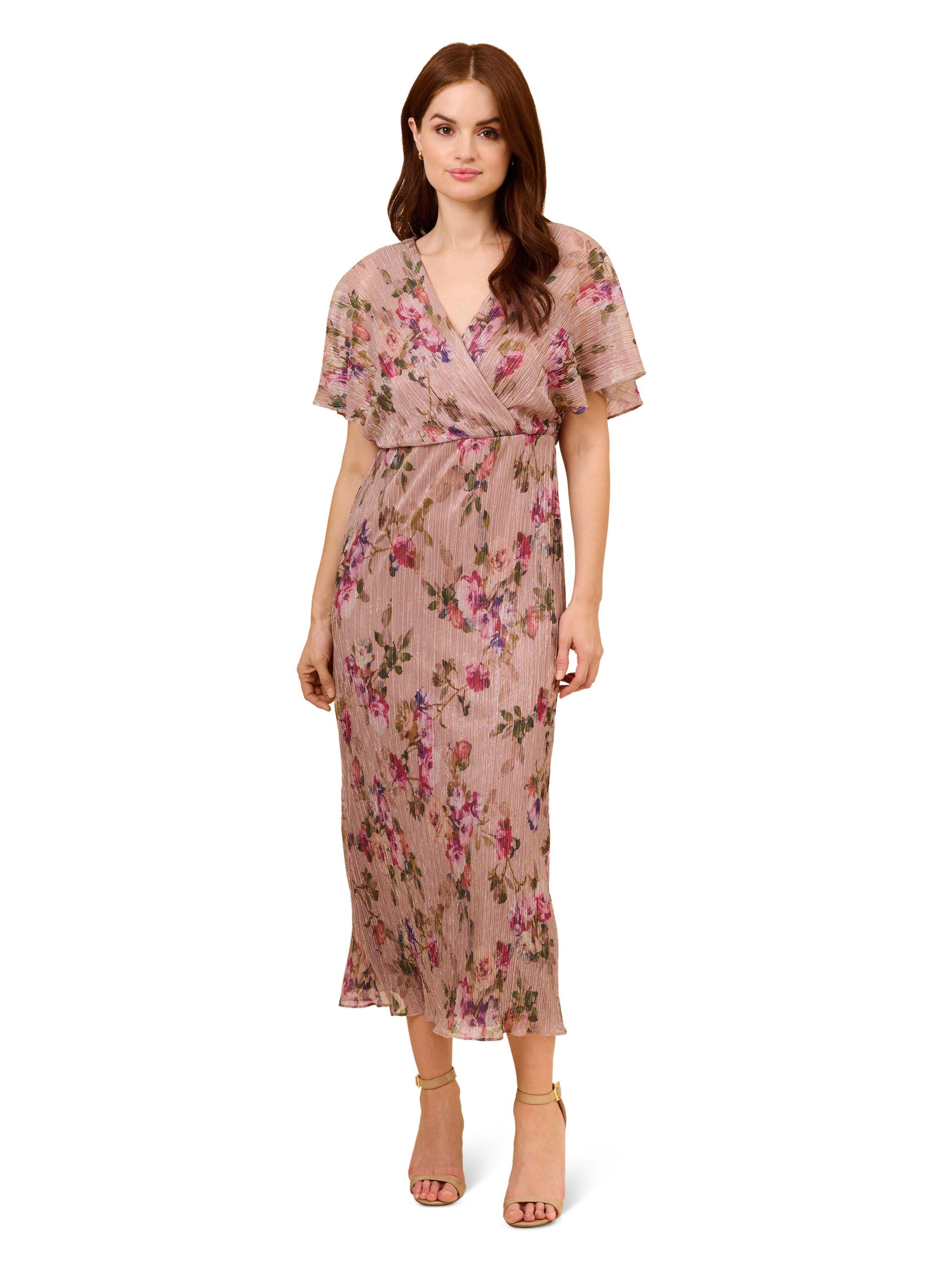 Dresses Floral Metallic Crinkle Dress Adrianna Papell