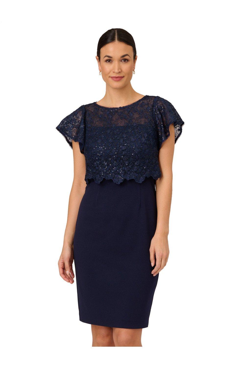 Dresses Sequin Guipure Crepe Dress Adrianna Papell