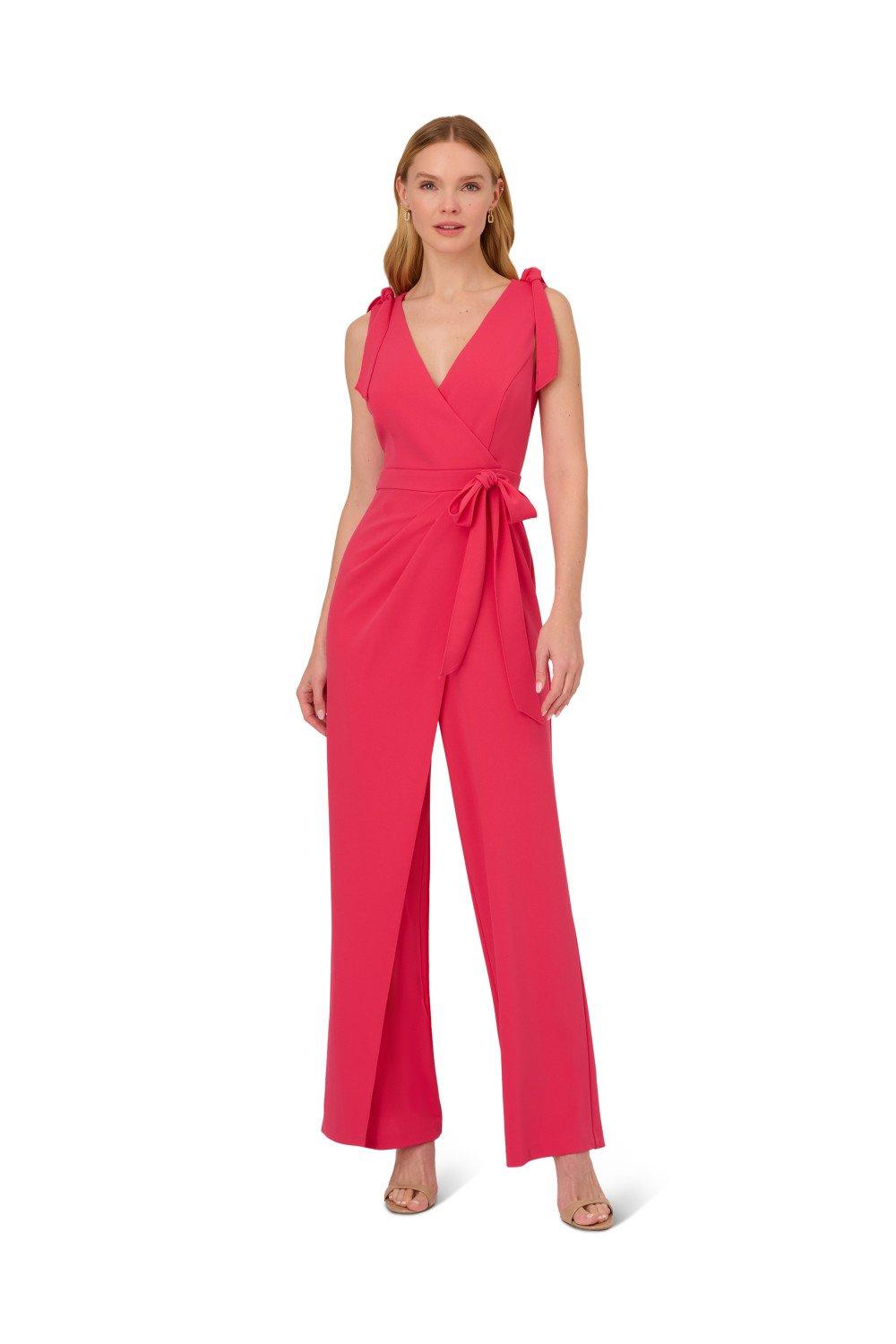 Jumpsuits Knit Crepe Tie Detail Jumpsuit Adrianna Papell