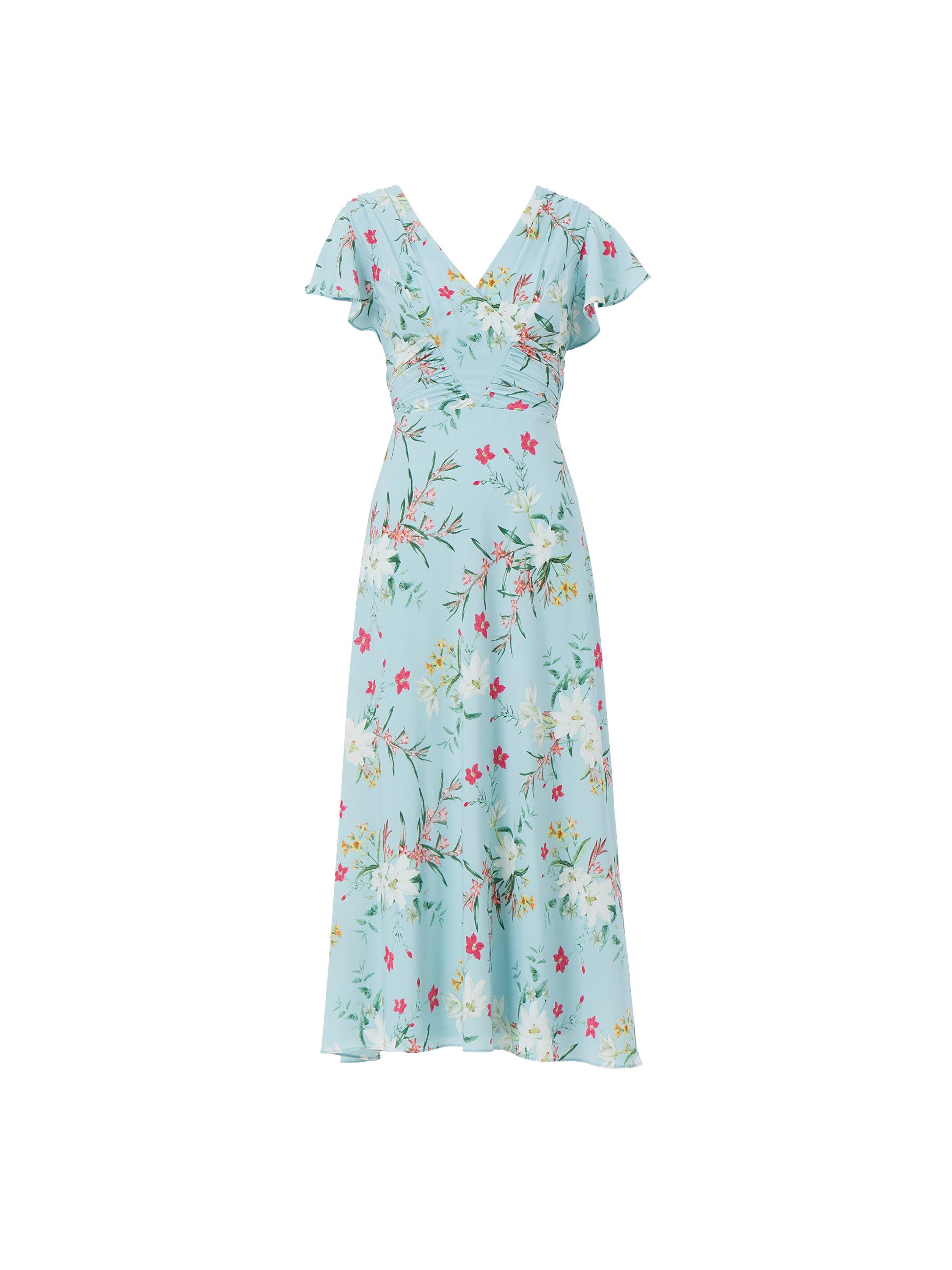 Dresses Floral Print Tie Back Dress Adrianna Papell